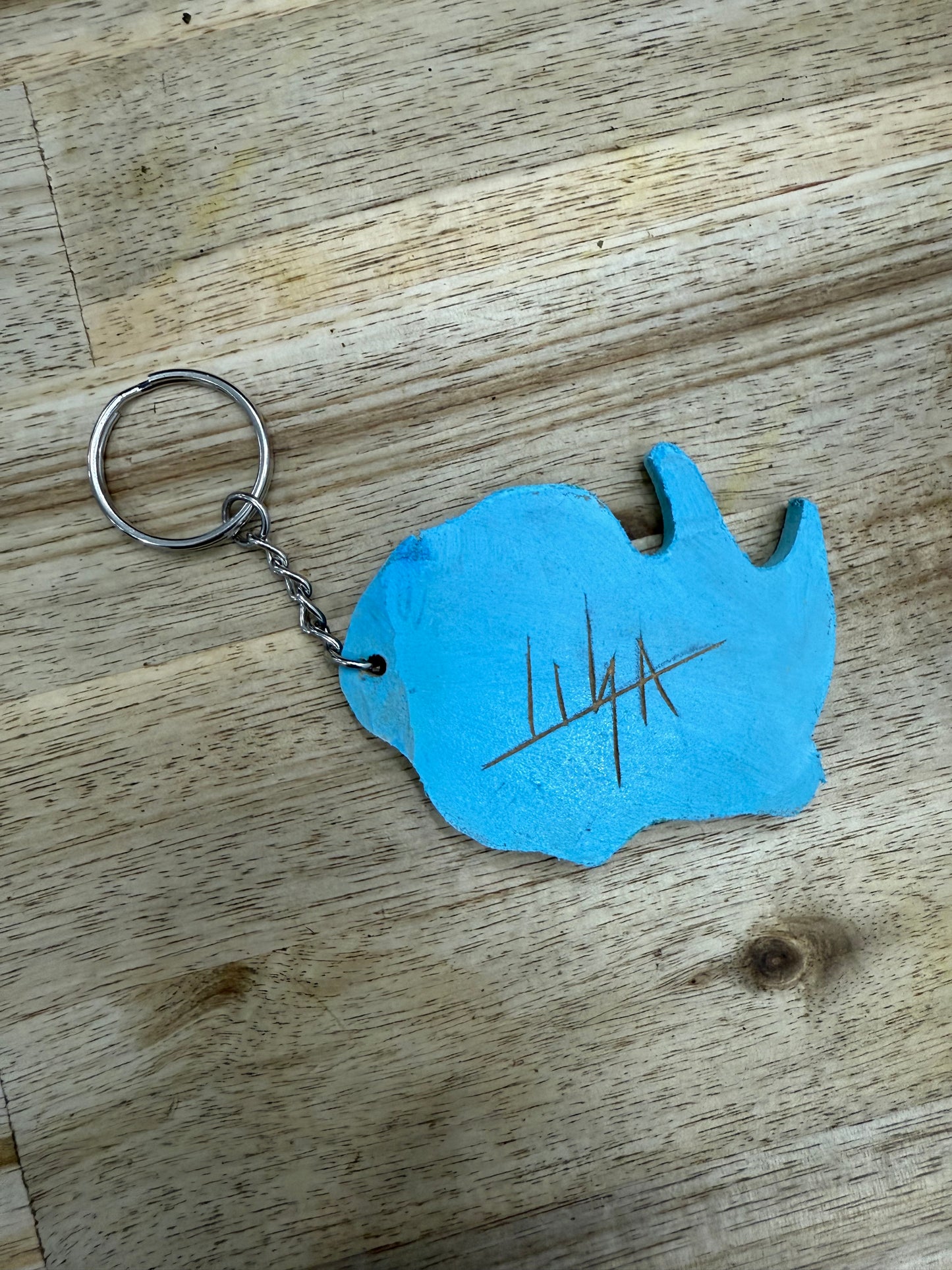 ๐น Handmade Wooden Keychain โ Mystic Fox Design โ Signed by Artist Lisa ๐น