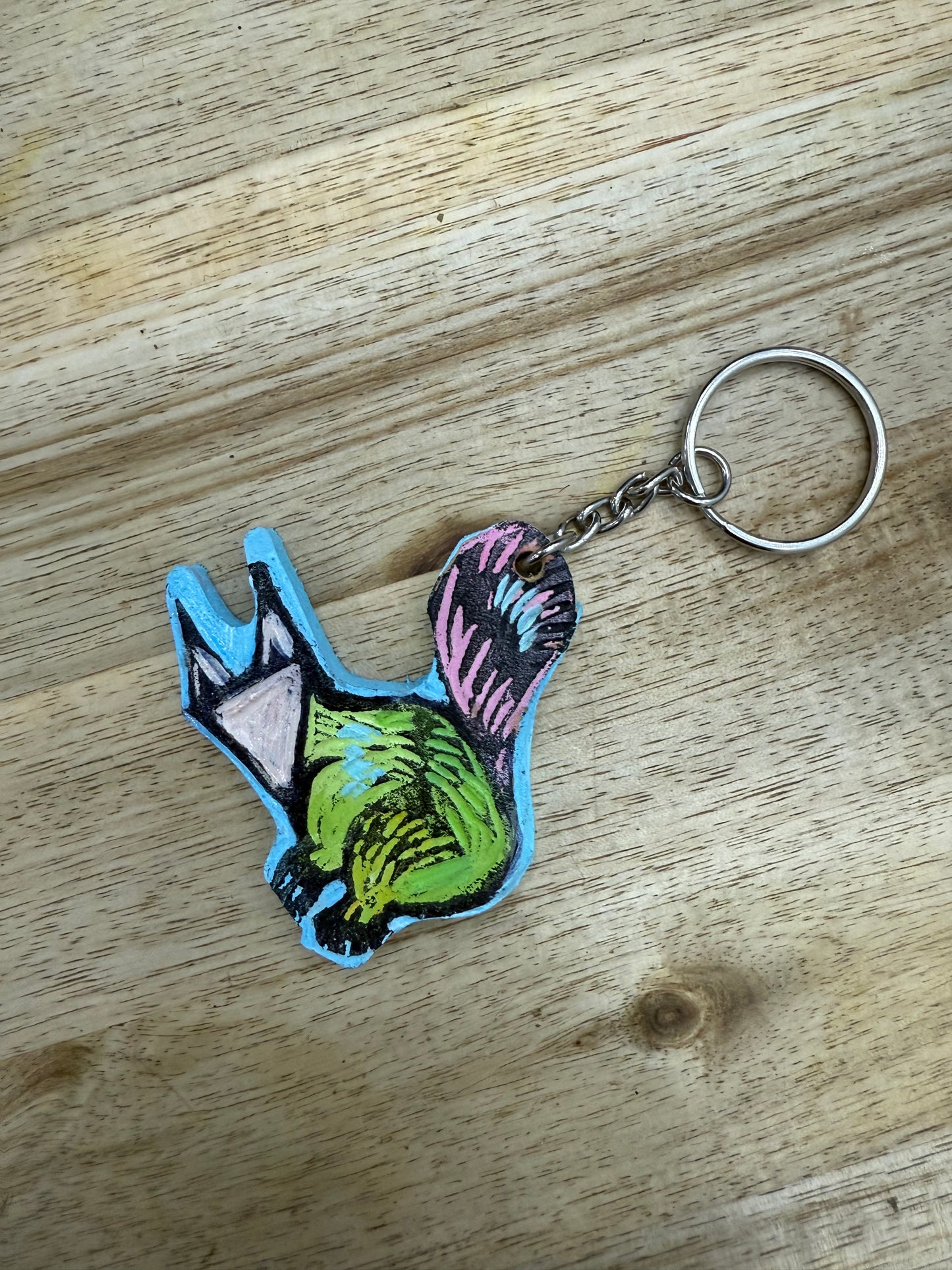 ๐น Handmade Wooden Keychain โ Mystic Fox Design โ Signed by Artist Lisa ๐น