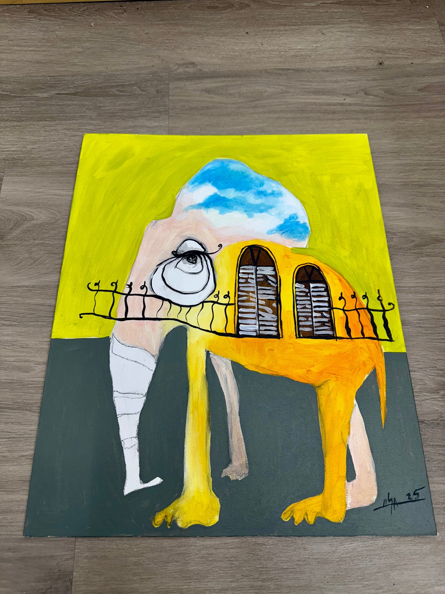 PAINTING ORIGINAL ACRYLIC ON CANVAS PANEL CUBAN ART 16”X20” By LISA.