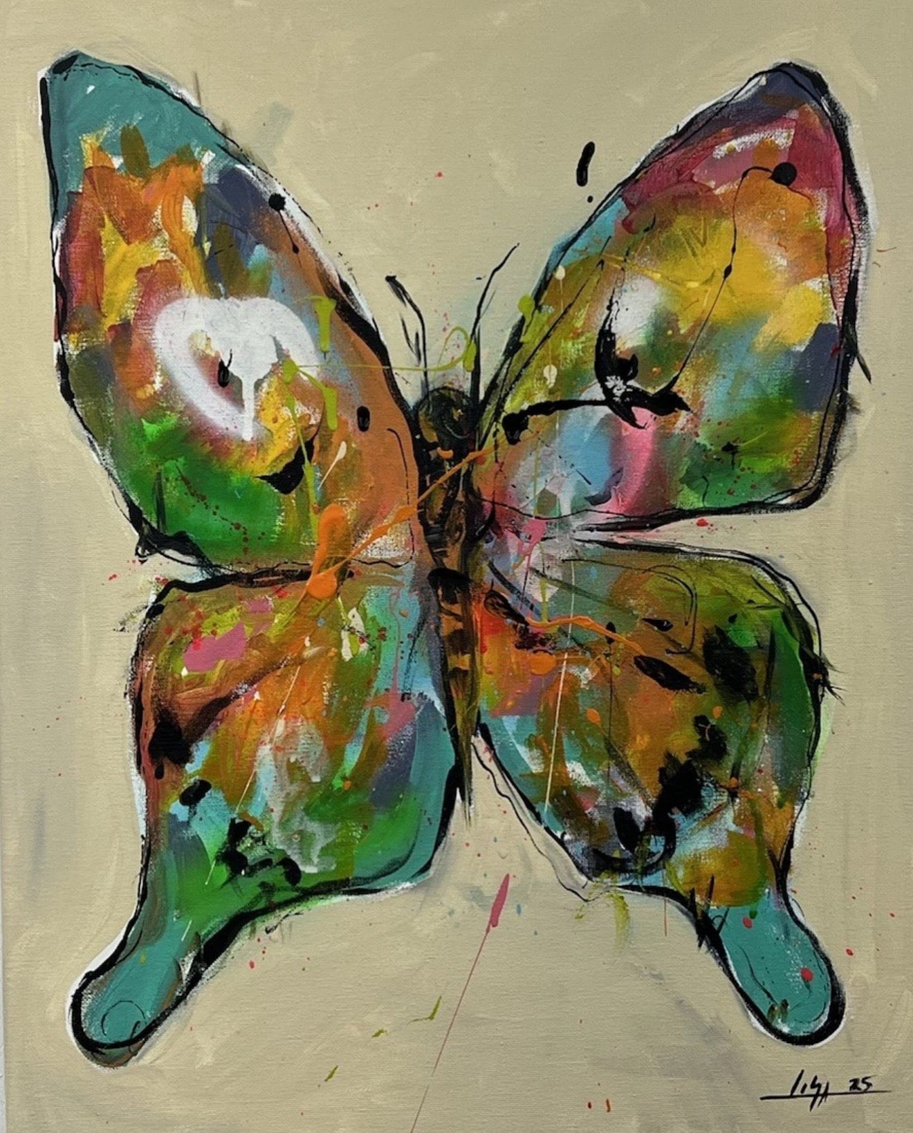 PAINTING ORIGINAL OIL/ACRYLIC/CHARCOAL ON CANVAS (READY TO HANG) 16”X20” By Lisa