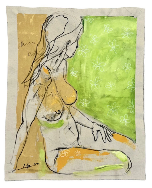 PAINTING ORIGINAL OIL, ACRYLIC AND CHARCOAL ON CANVAS CUBAN ART 23X31” By LISA.