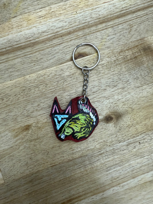 🔹 Handmade Wooden Keychain – Mystic Fox Design – Signed by Artist Lisa 🔹