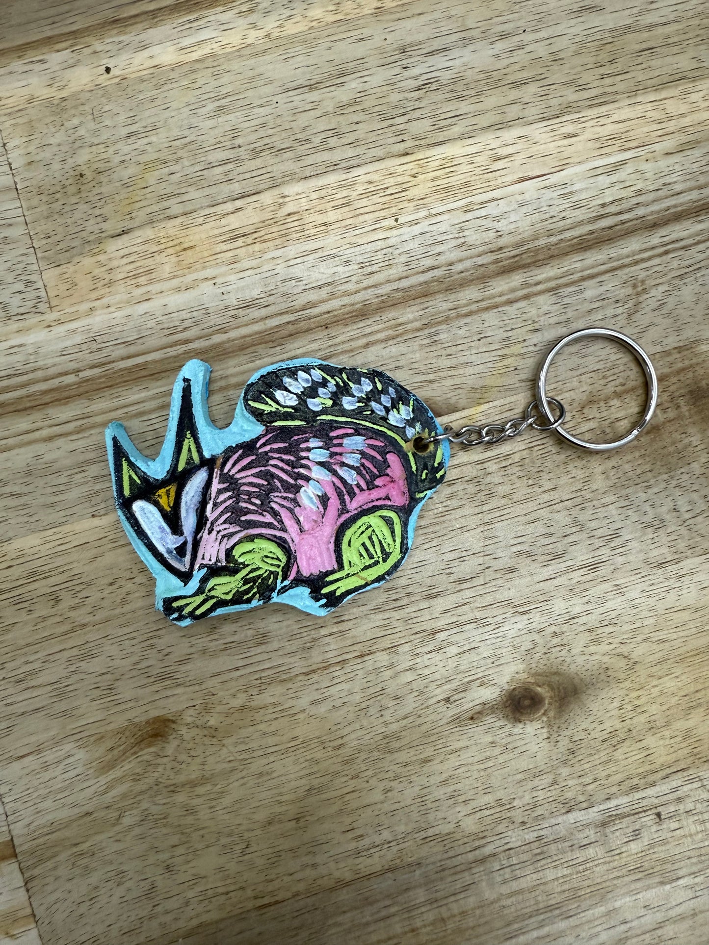 🔹 Handmade Wooden Keychain – Mystic Fox Design – Signed by Artist Lisa 🔹