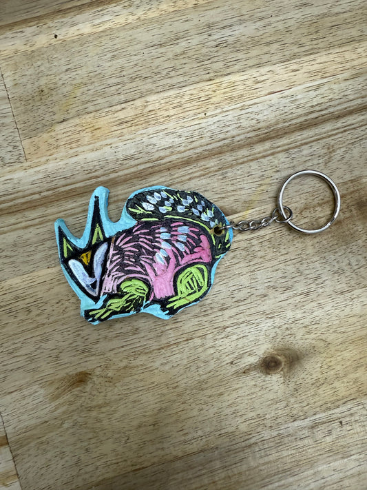 🔹 Handmade Wooden Keychain – Mystic Fox Design – Signed by Artist Lisa 🔹