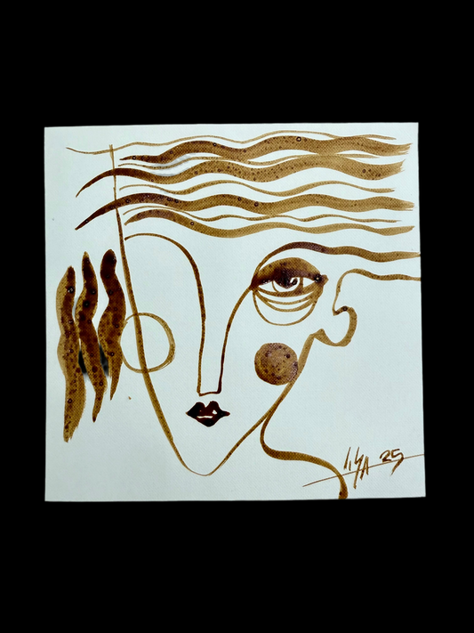 Coffee Muse – Original Coffee Art 6x6 (Signed, COA)