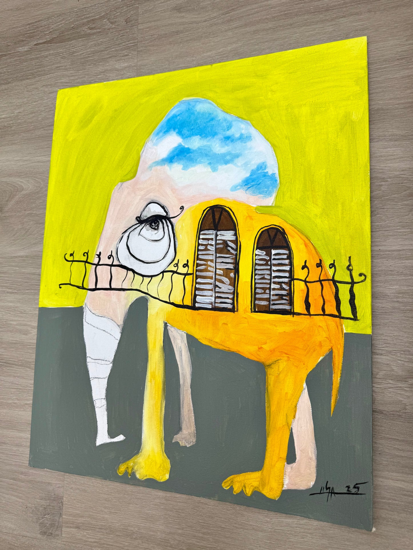PAINTING ORIGINAL ACRYLIC ON CANVAS PANEL CUBAN ART 16”X20” By LISA.