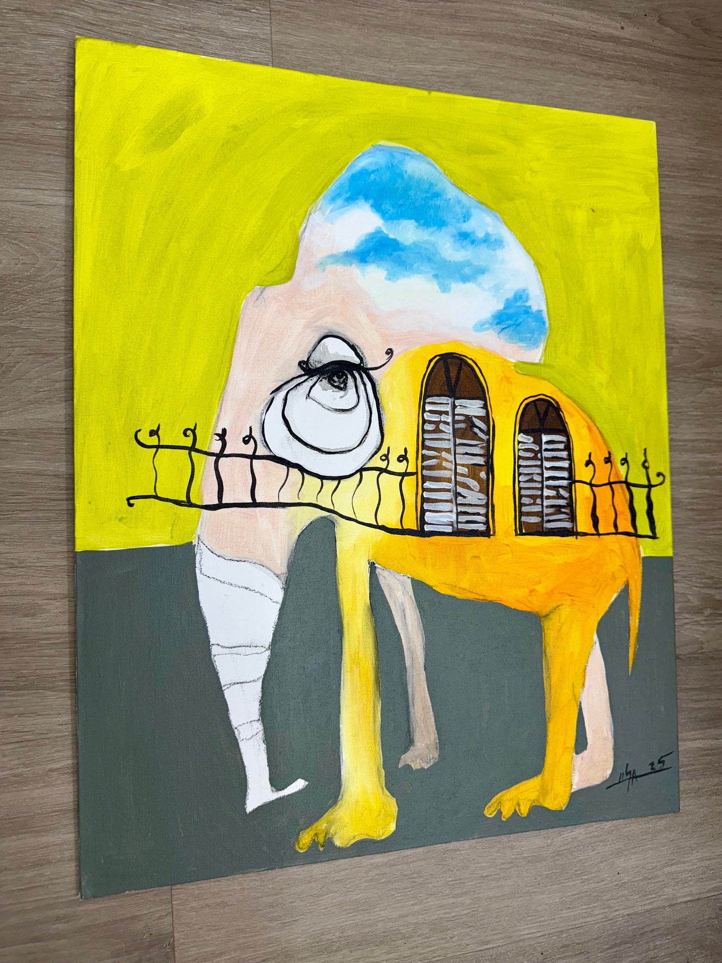 PAINTING ORIGINAL ACRYLIC ON CANVAS PANEL CUBAN ART 16”X20” By LISA.