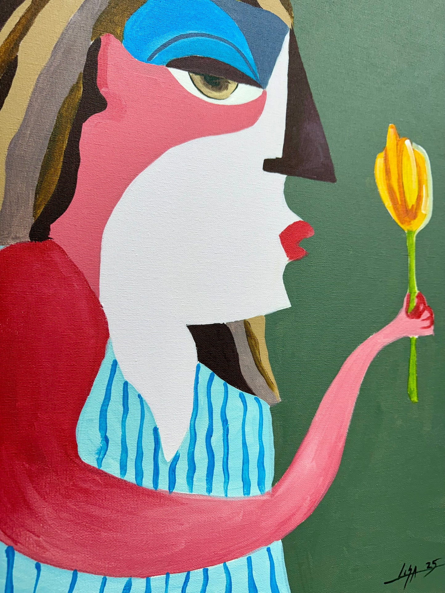 PAINTING ORIGINAL ACRYLIC  ON CANVAS CUBAN ART 24”x30” (READY TO HANG) By LISA.
