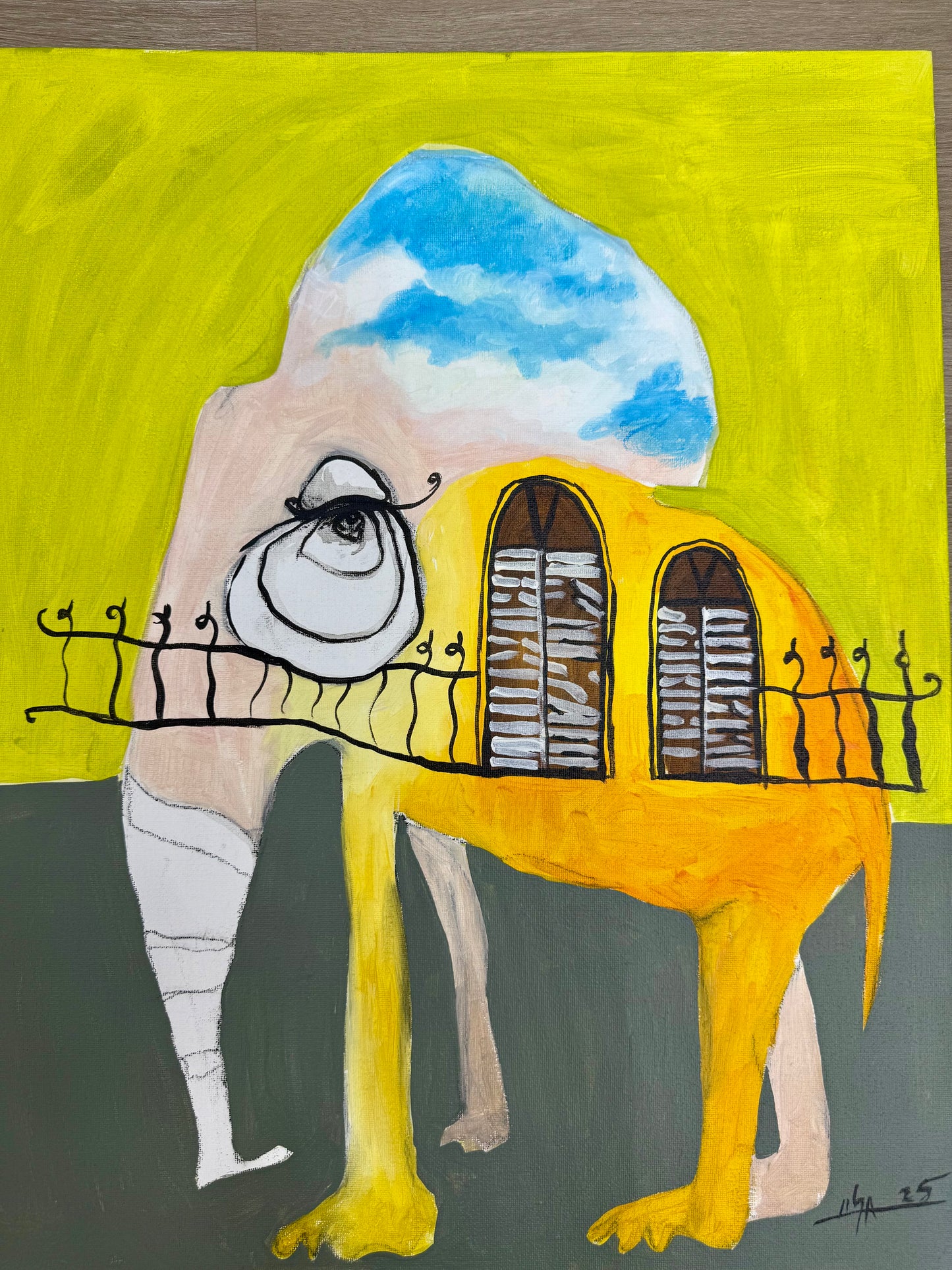 PAINTING ORIGINAL ACRYLIC ON CANVAS PANEL CUBAN ART 16”X20” By LISA.