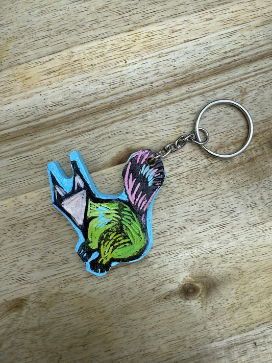 🔹 Handmade Wooden Keychain – Mystic Fox Design – Signed by Artist Lisa 🔹