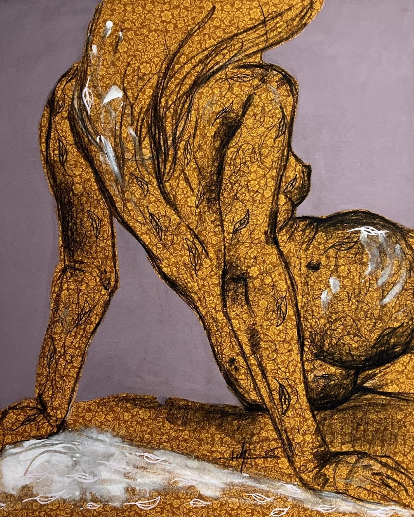 PAINTING ORIGINAL OIL, ACRYLIC AND CHARCOAL ON CANVAS CUBAN ART 24”x30” By LISA.